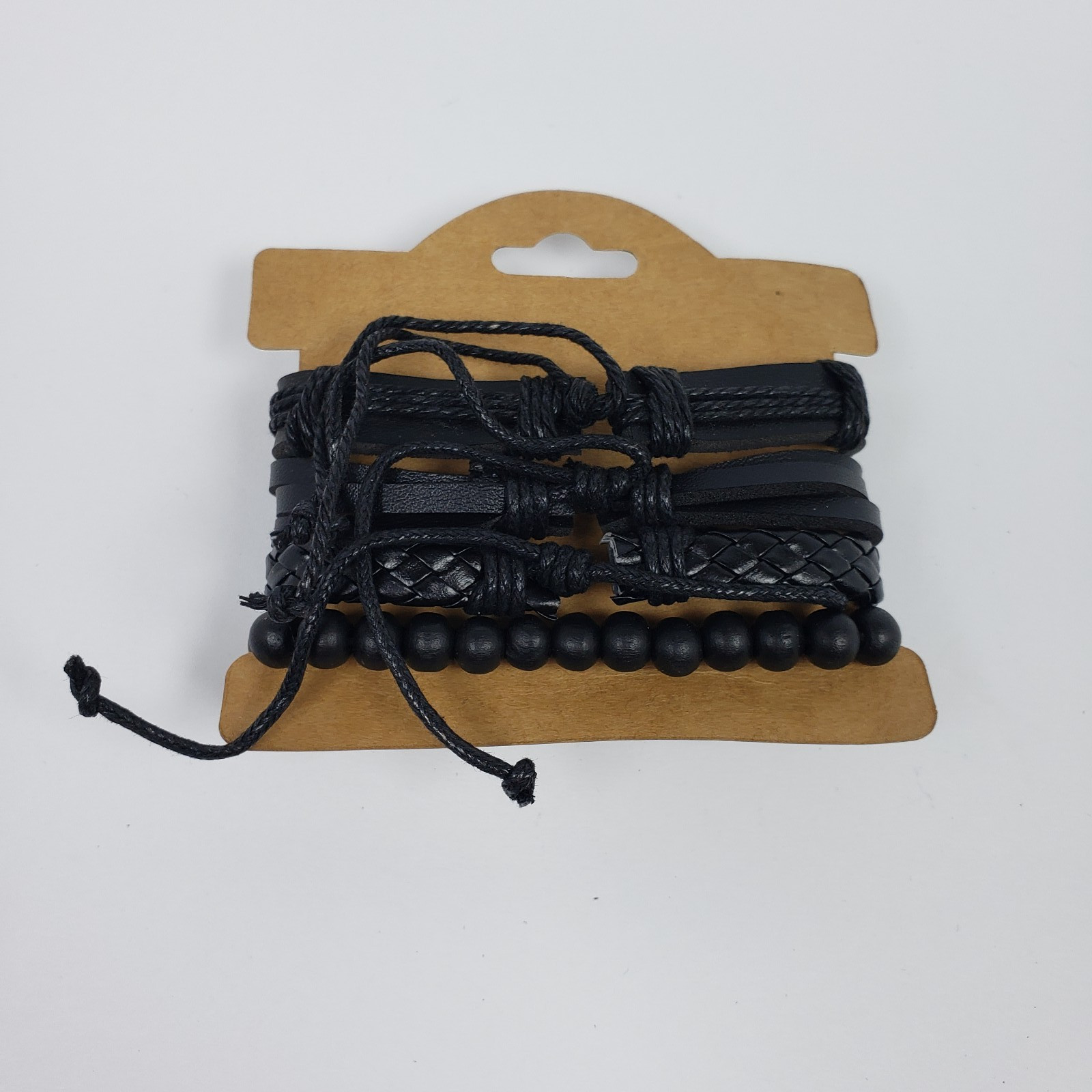 Unbranded Fashion Jewelry Adult Unisex Black Layer Trendy Bracelet 4 Pack