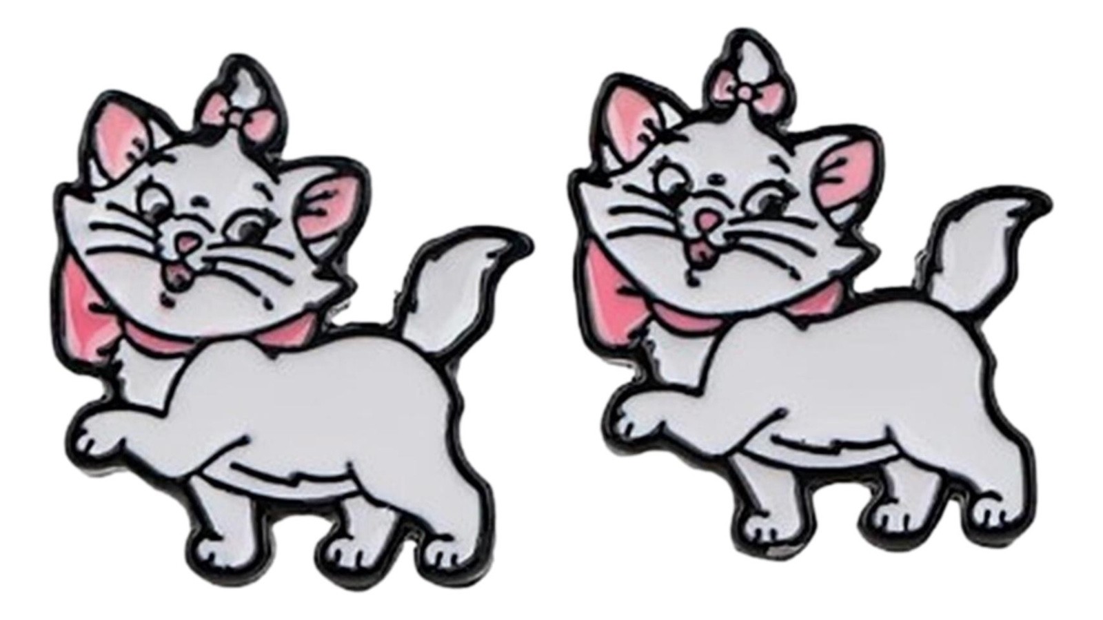 The AristoCats Marie Character 1/2″ Wide Metal Enamel Stud Earrings