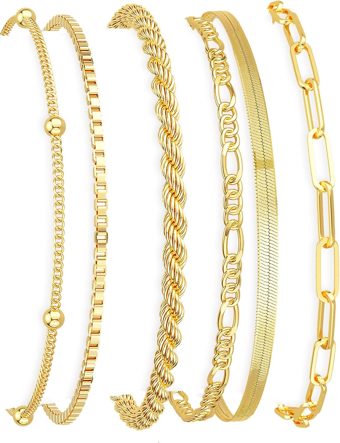 Dearmay Gold Bracelets for Women Waterproof, 14K Gold Plated Minimalist Bracelet