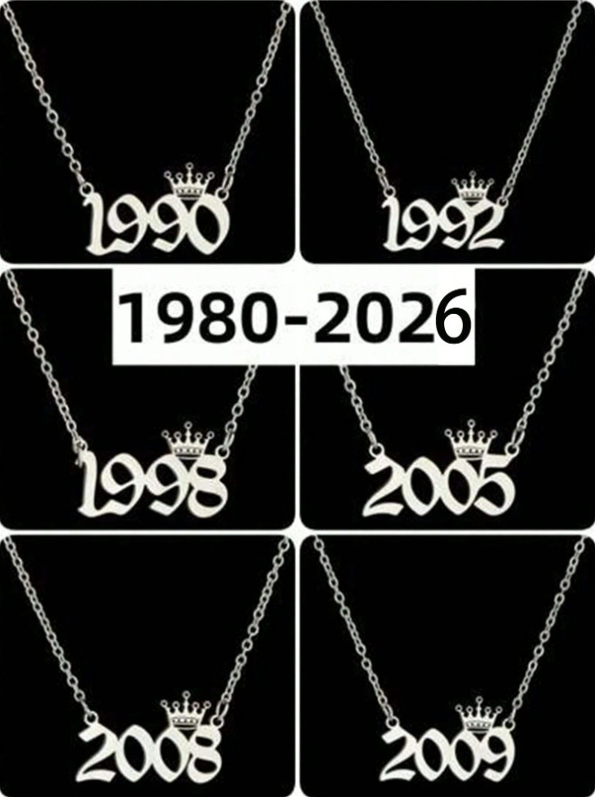 Personalized Birth Year Date Necklace Jewelry 1970 To 2026 Gold Number Pendant
