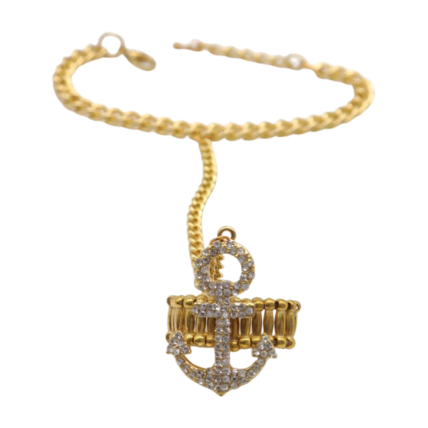 Hot Women Gold Metal Hand Chain Bracelet Connected Anchor Ring One Size Fits All
