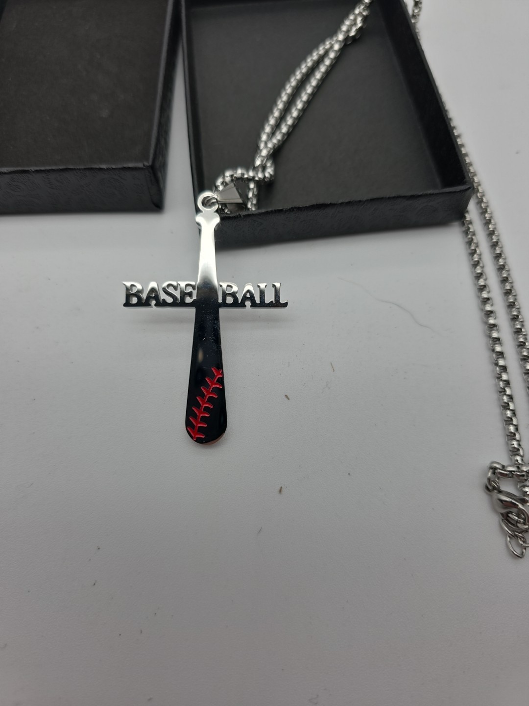 New Stainless steel baseball Necklace Cross I Can Do All Things