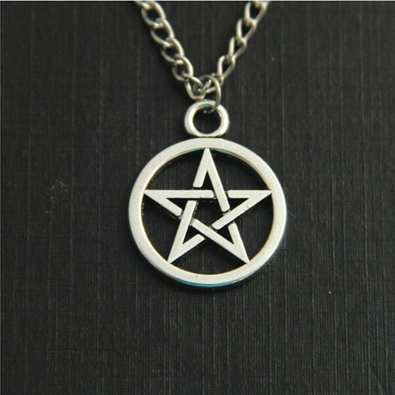 Pendant Necklace Pentagram Wicca Chain Necklace Jewelry Pagan SILVER GOLD BRONZE
