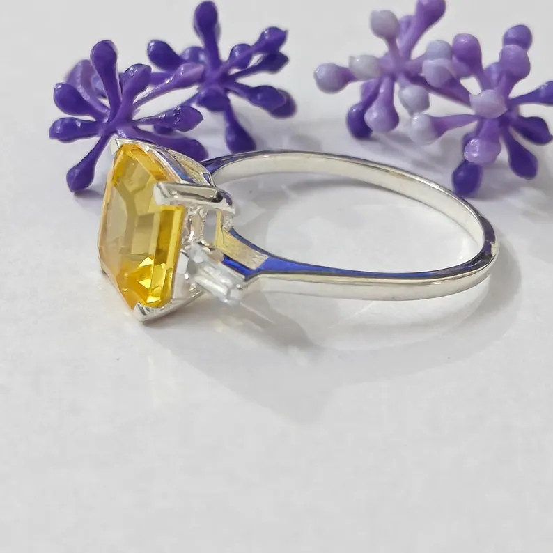 Citrine Ring, Brass Gold Alloy, Gemstone Ring, Birthday Gift Her, Women Ring