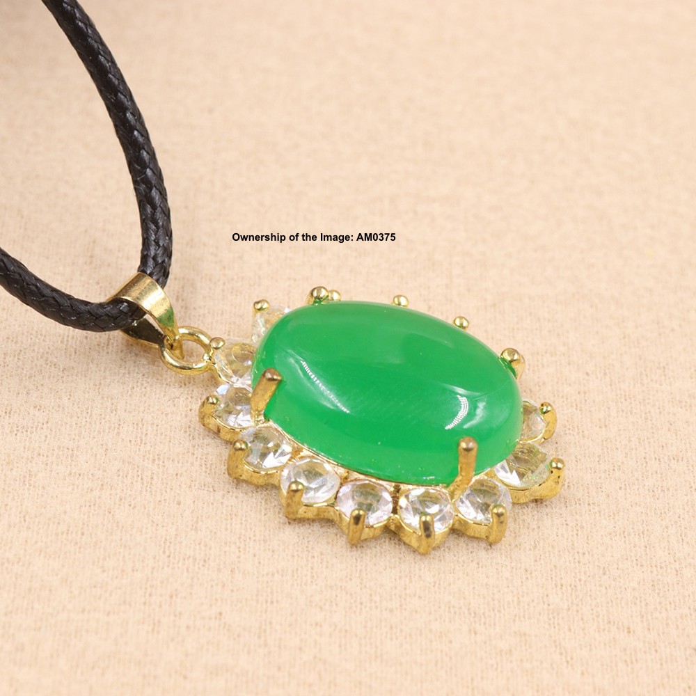 NEW Yellow Alloy Heating Jade Pendant For Women Men Oval Jade Pendant