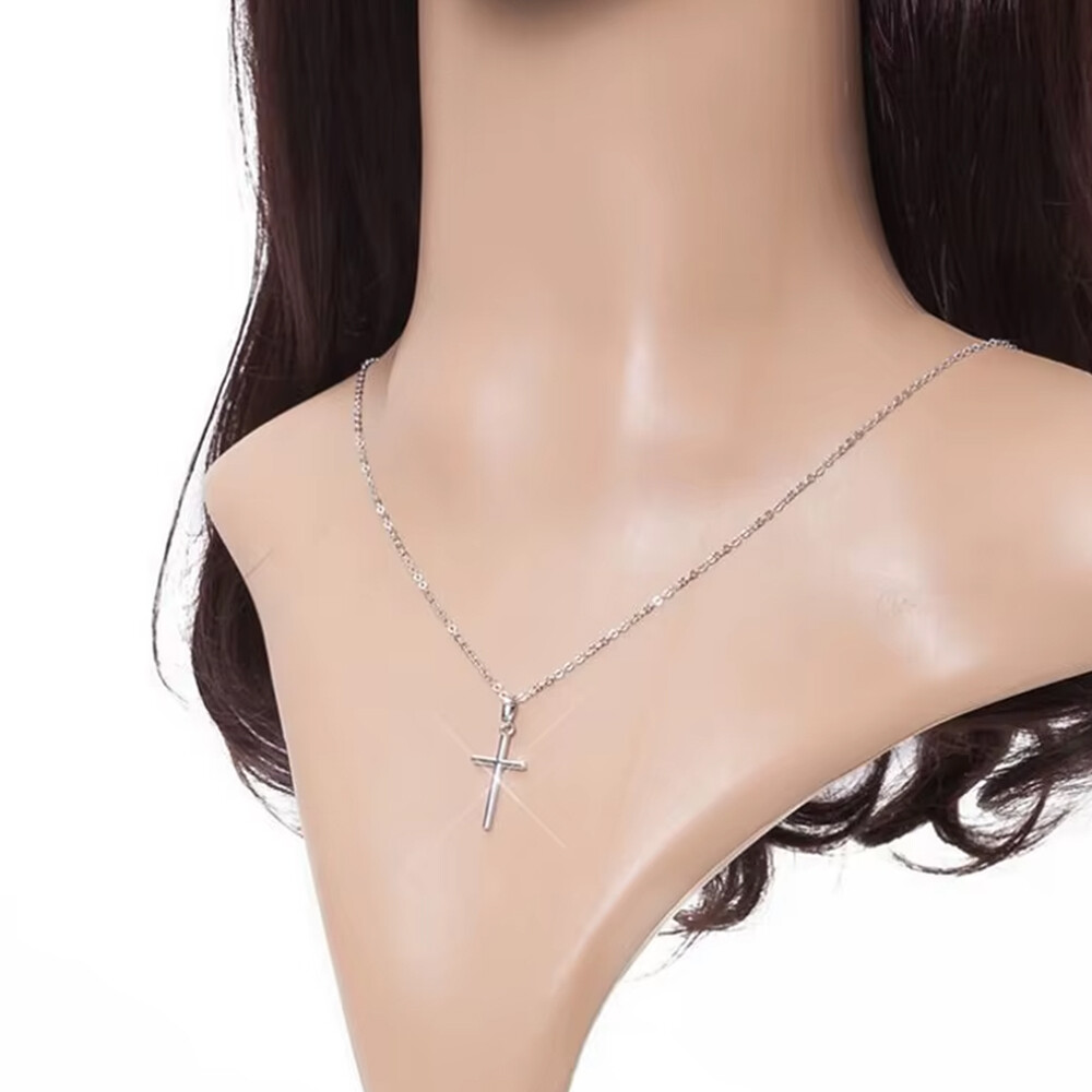 Simple Silver Gold Plated Cross Pendant Necklace Women Men’s Jewelry Gift