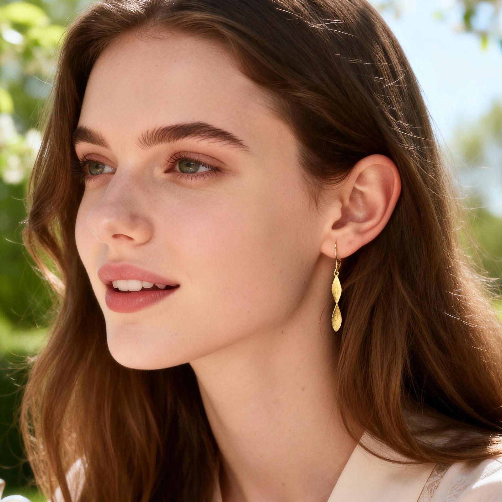 14K Gold Twisted Dangle Drop Earrings for Women Hypoallergenic Handmade Gold …