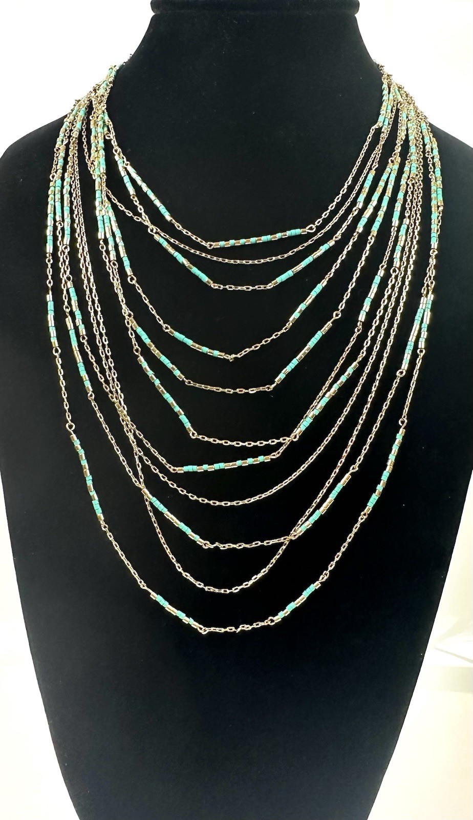 LAUREN Ralph Lauren Gold-Tone Multi-Layer Turquoise Bead Statement Necklace