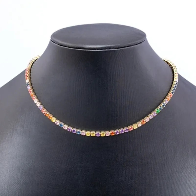 Nidin Fashion Luxury Tennis Chain Women Adjustable Link Necklace Crystal Zircon