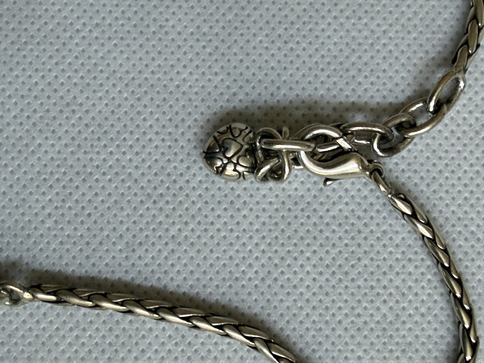 Brighton Silver & Gold Tone Braided Chain Necklace Rectangle Pendant