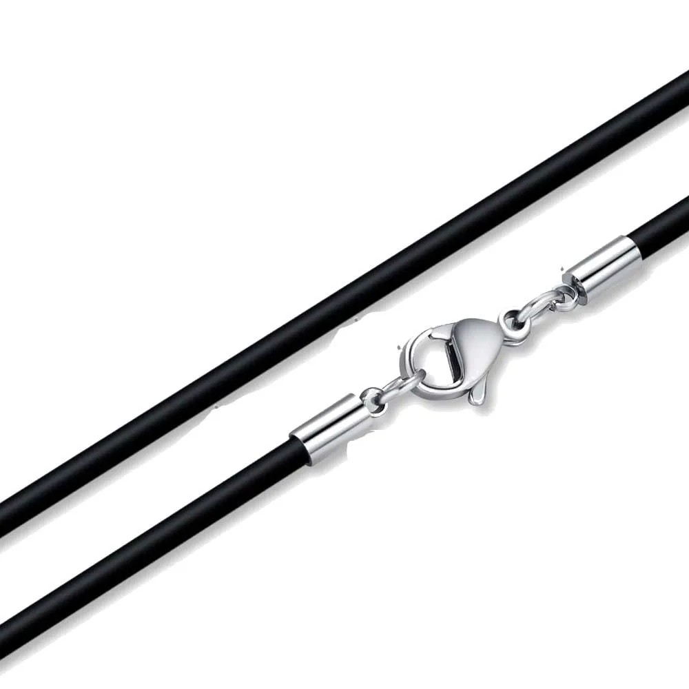 Waterproof Braided Leather Chain Cord Necklace with Stainless Steel Clasp