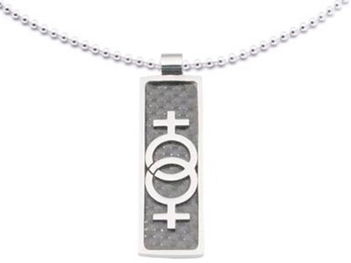 Pride Shack – Sleek Style Double Female Venus Lesbian Pride Pendant w/ Necklace