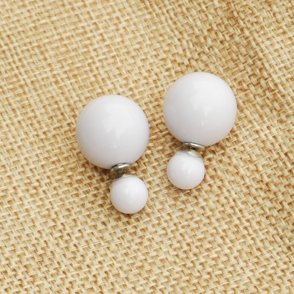 Double sided Faux Pearl Earrings Solid Color Mix