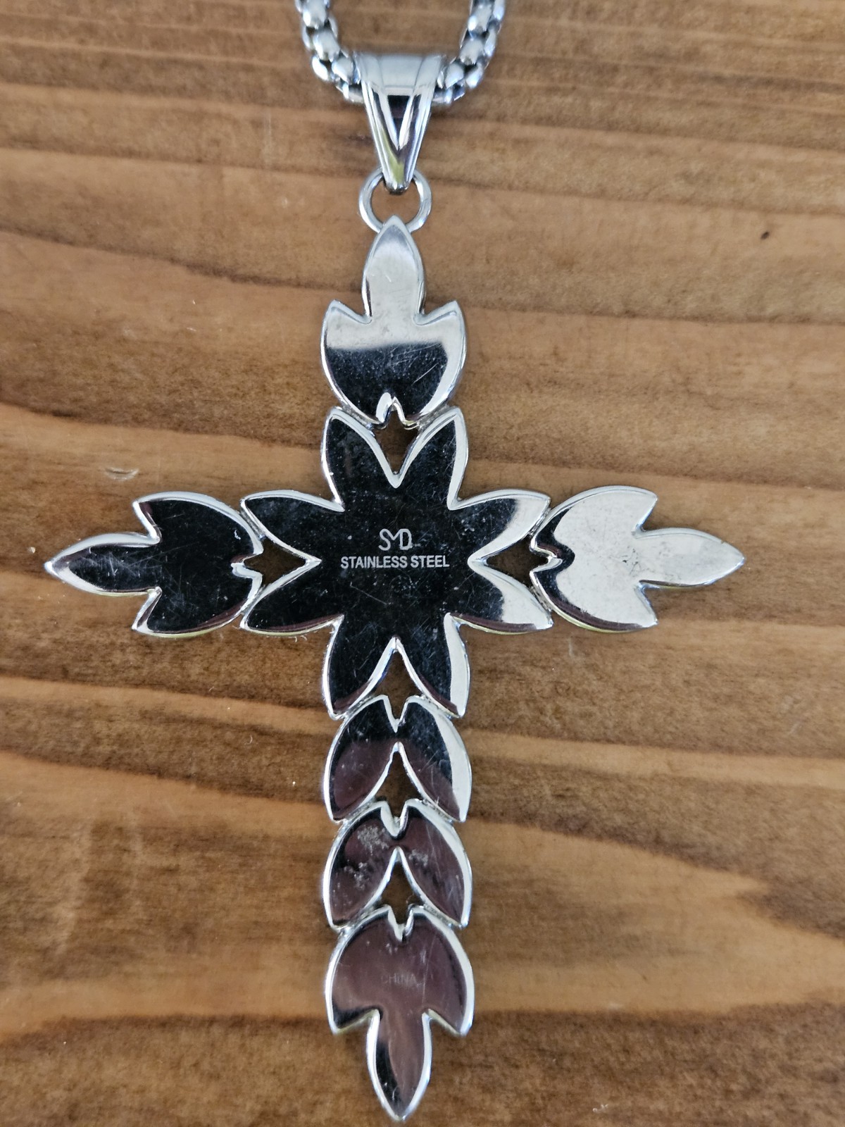 Steel By Design Mother Of Pearl Cross Pendant 23 In