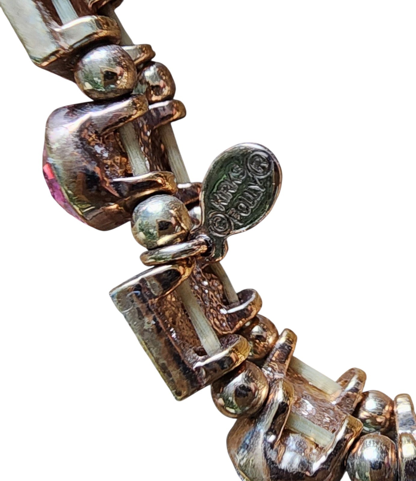 Stretch Elastic Bracelet KIRKS FOLLY Beautiful Pink Crystals & Goldtone