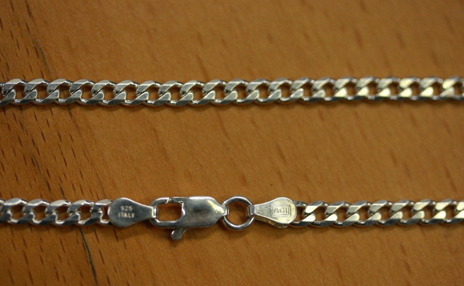 4mm Solid Sterling Silver 6 Sided Cut Curb Necklace Italy 8″ 10″ 18″ 20″ 24″ 30″