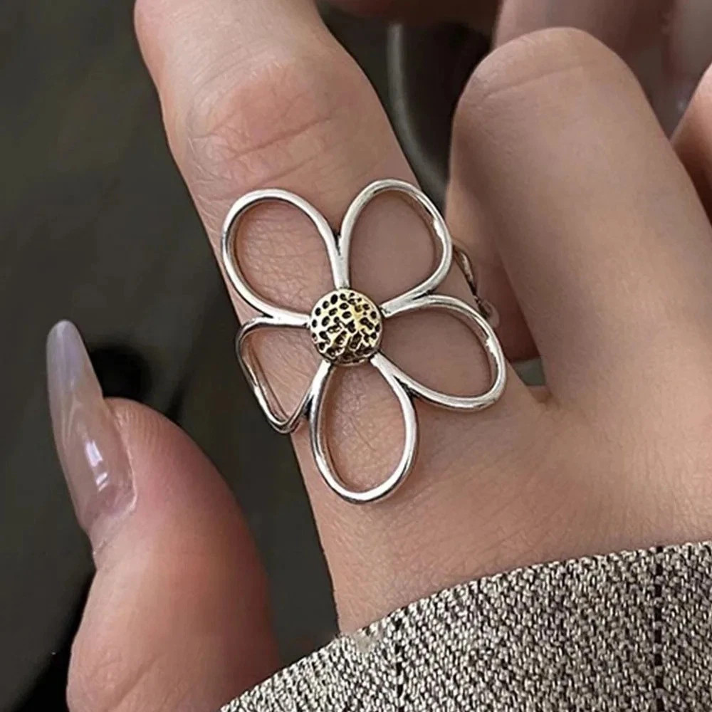925 Sterling Silver Irregular Zircon Ring Women Adjustable Cocktail Party Band