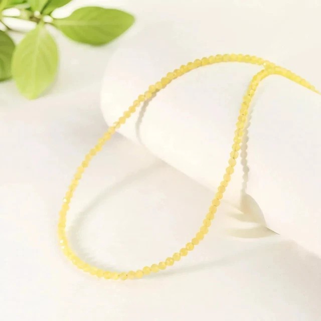Citrine Choker Necklace 2mm Crystal Gemstone Faceted Beads Minimalist Dainty