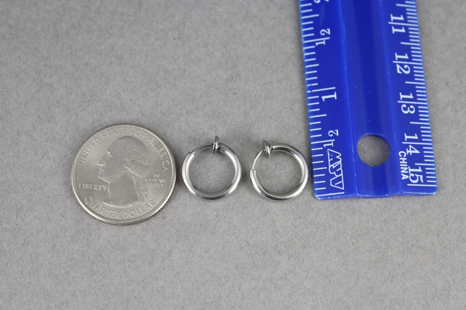 Silver hoops Clip On Clips earrings hoop spring hinge clasp 1/2″ wide 13mm