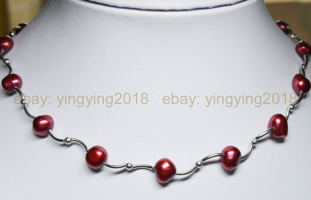 Real Natural 8-9mm Multicolor Baroque Freshwater Pearl Necklaces 16”
