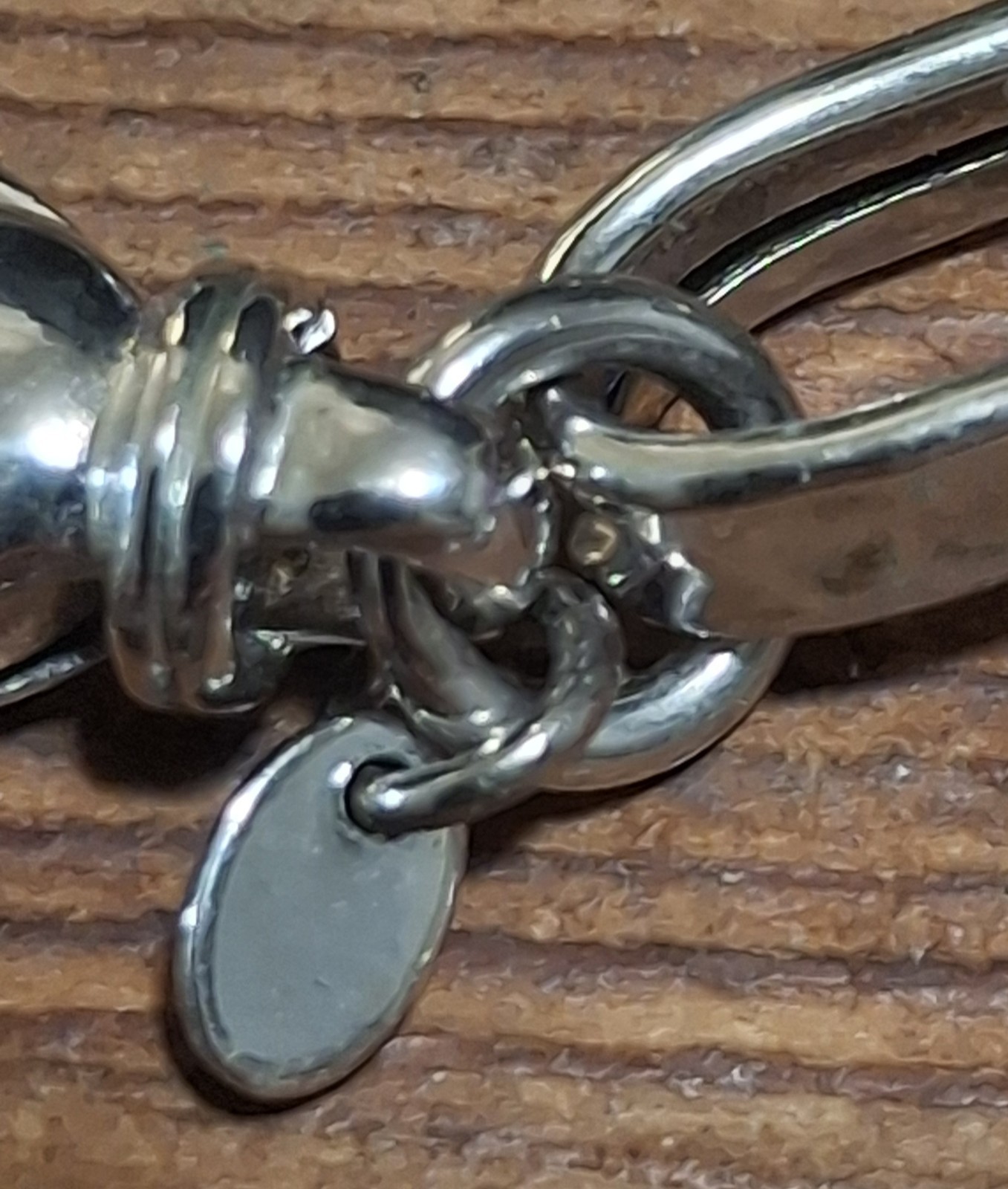 Italian Hammered Paperclip Link Necklace Bracelet Set Silver Tone 24” 8.25”