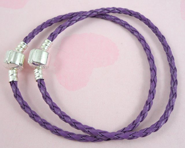 10pcs Braided Leather Charm Bracelets Fit European Bead 20cm. Choose Colours L07