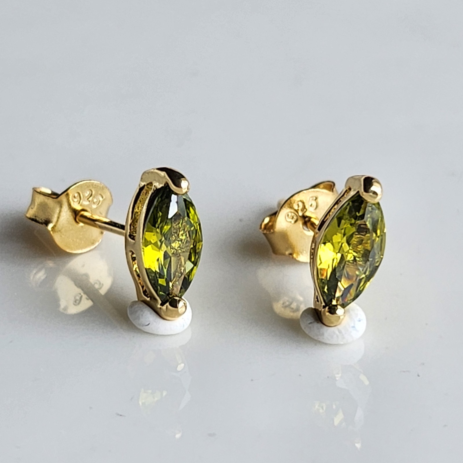 925 Sterling Silver 1CT Peridot Marquise Earrings Yellow Gold-plated Gemstone
