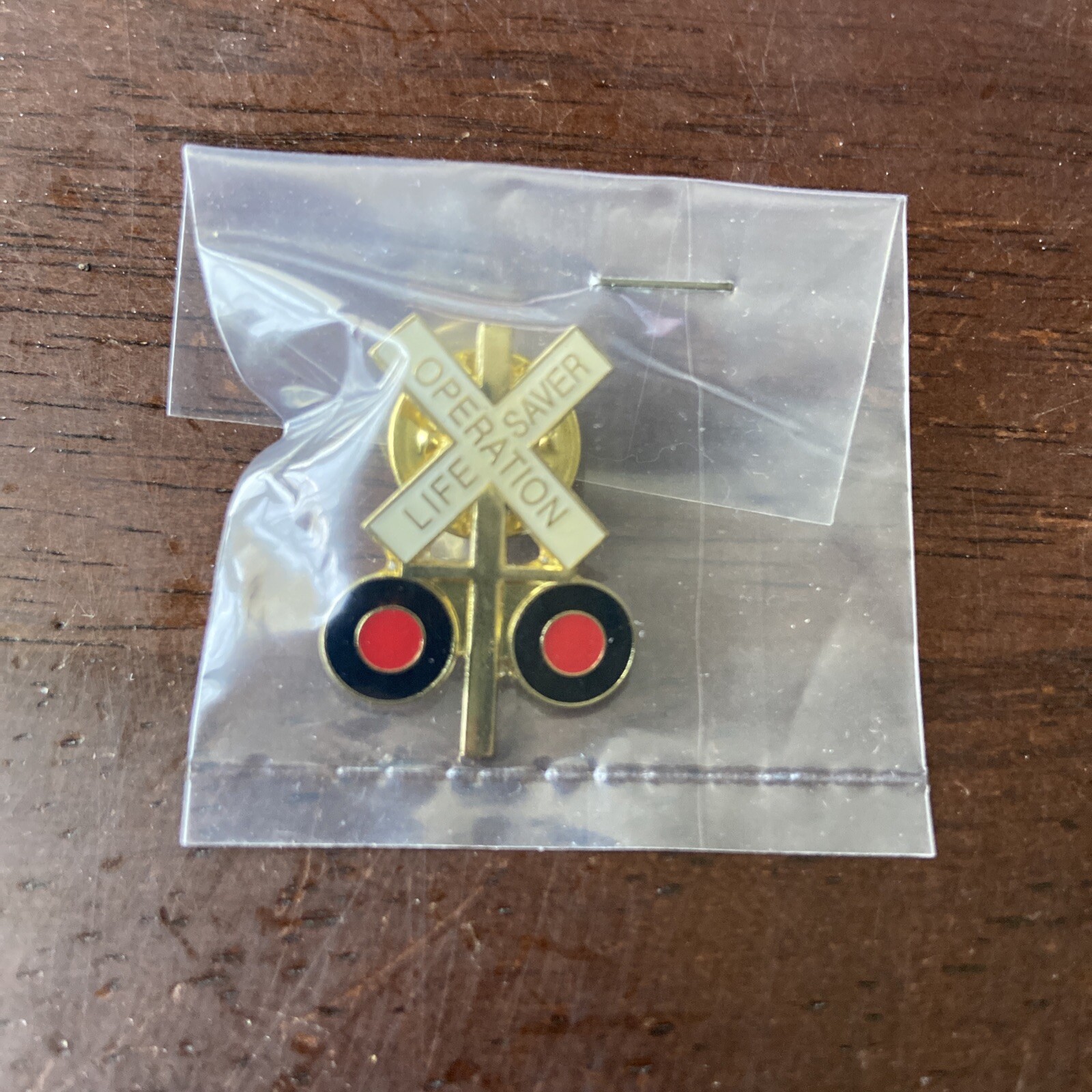 Operation Life Saver Medical Gold Tone Brooch Pin Railroad Crossing