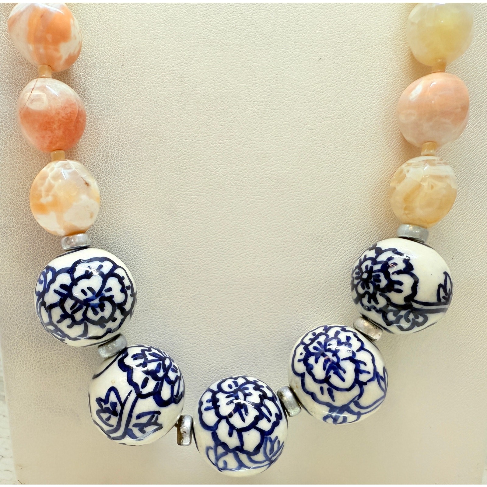 J. Jill Ceramic & Semi-Precious Stone Bead Adjustable Necklace