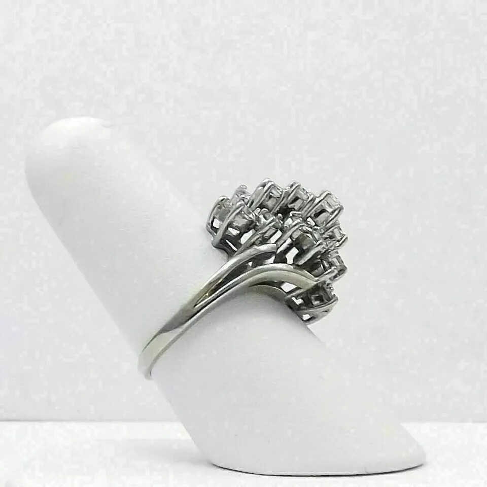 3Ct Simulated Diamond Waterfall Cluster Cocktail Ring White Gold Plated Silver