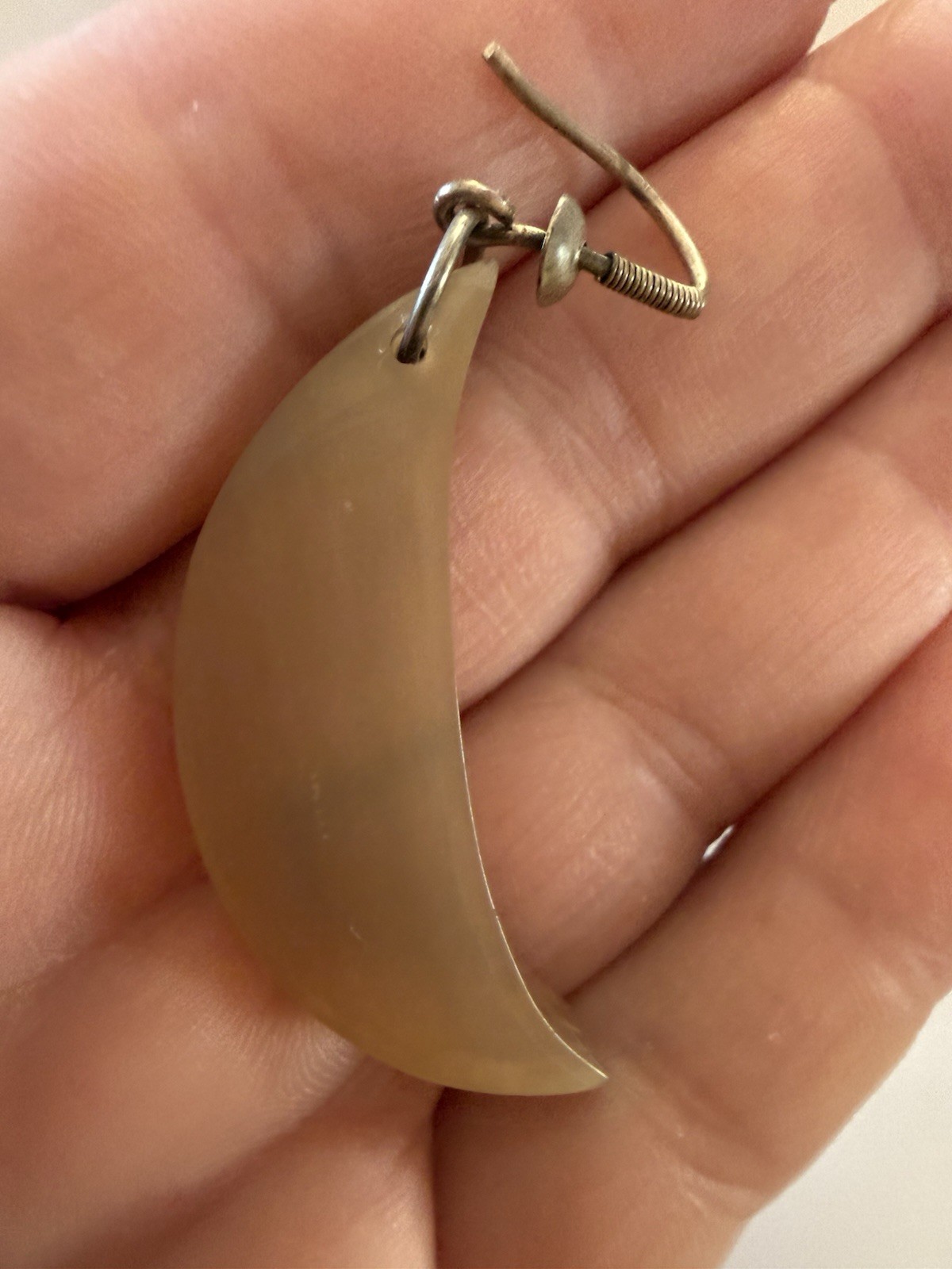 Beige Resin Crescent Moon Dangle/Drop Earrings Hook Closure, No Stone
