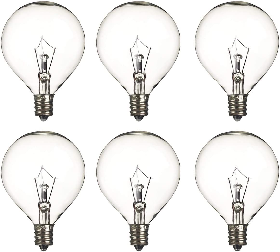 Jslinter 6-Pack G50 25 Watt Wax Warmer Bulbs for 6 Count (Pack of 1), Clear