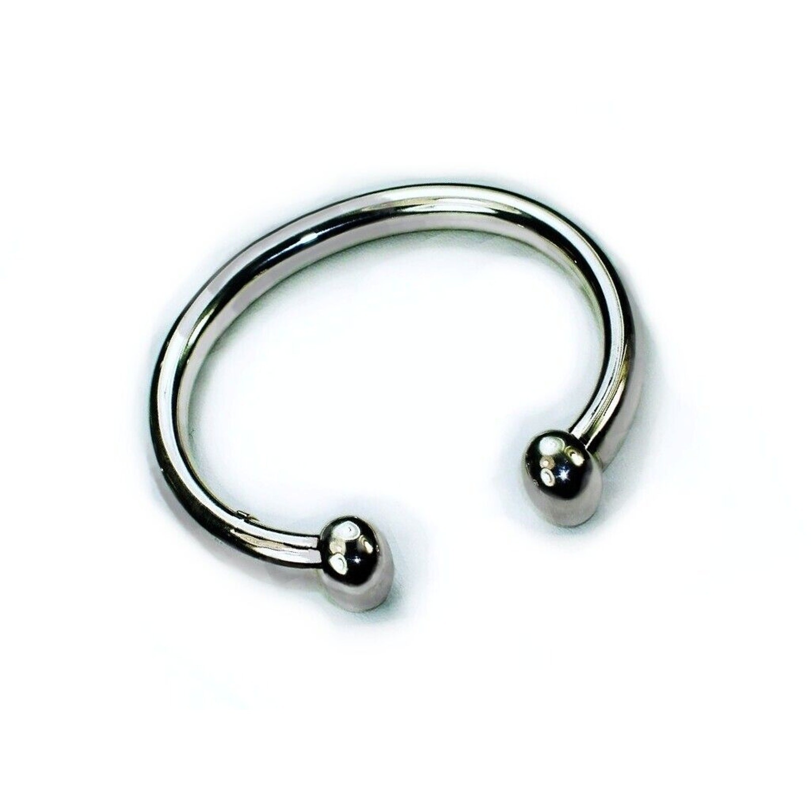 Handcrafted Silver Double Ball Open Cuff Bangle Bracelet for Small Wrists