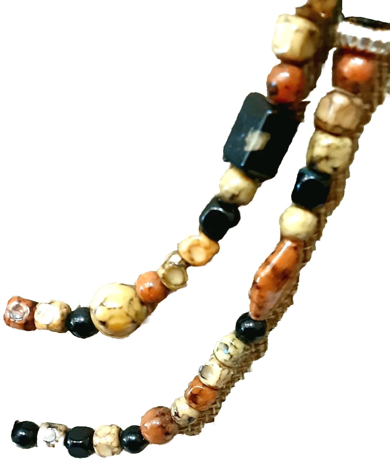 STELLA and DOT 🧿 Stunning 2 Strand Brown Tones 11″L Necklace + 2″L Earrings Ap5