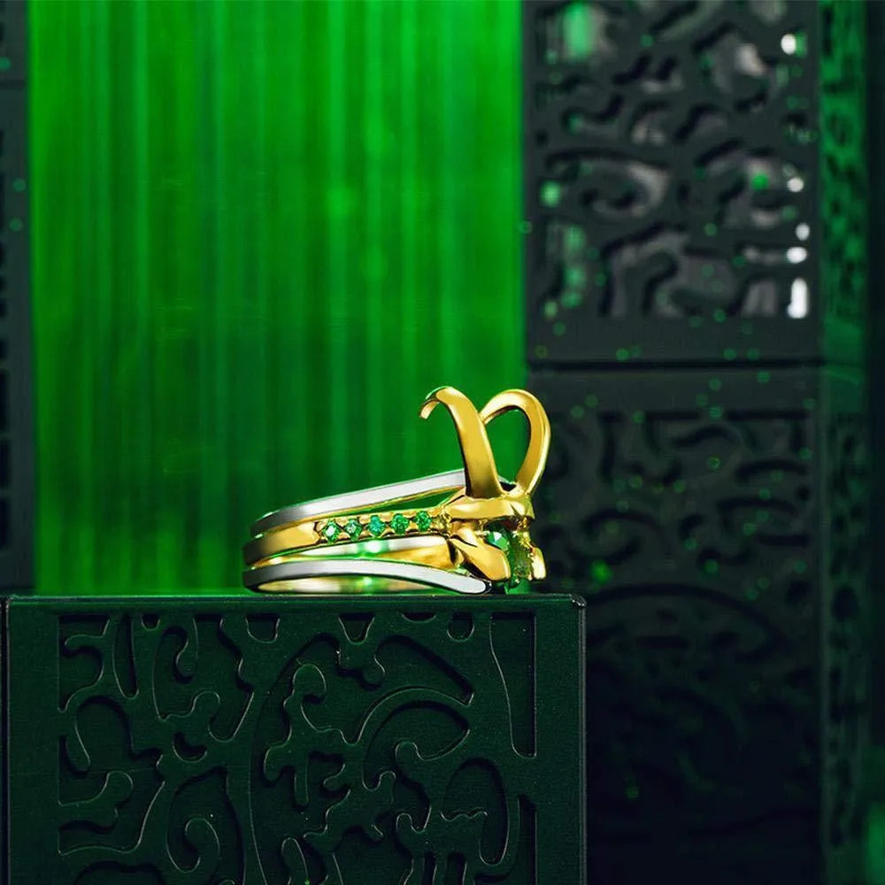 Loki Helmet Inspired Stacking Ring Set 3 Piece Mythology Men’s Unisex Jewelry