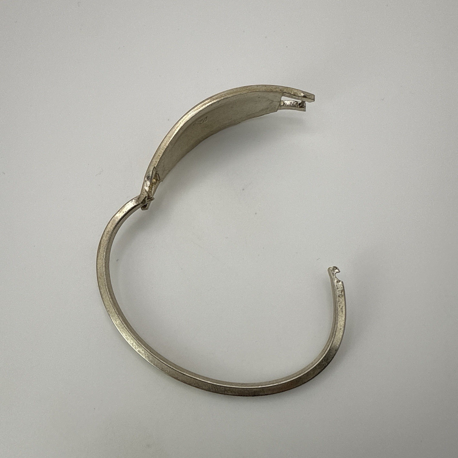 Alpaca Mexico Silver Tone Cuff Bracelet Pink Enamel/Abalone Inlay