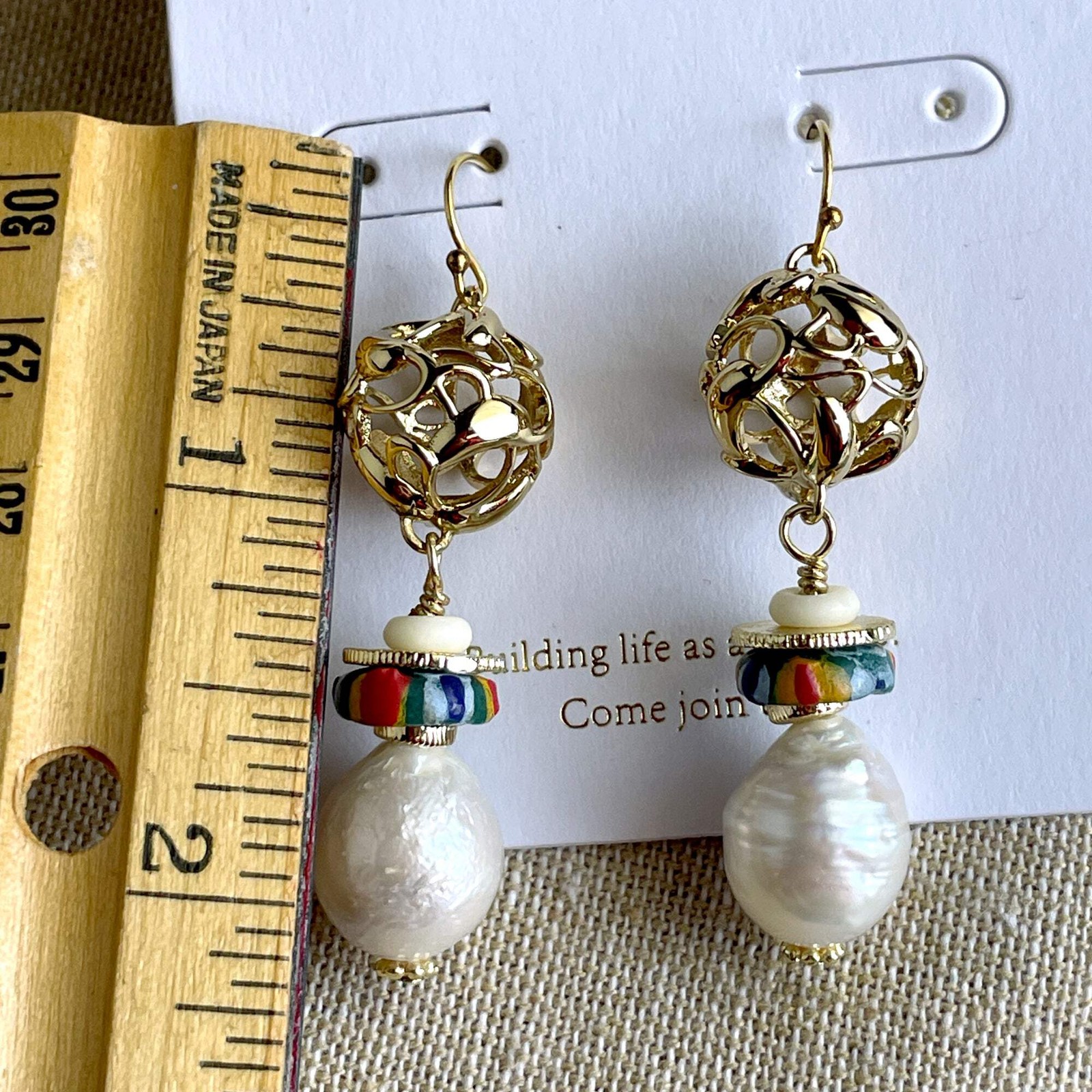 Akola bohemian pearl drop pierced earrings – new – fair trade