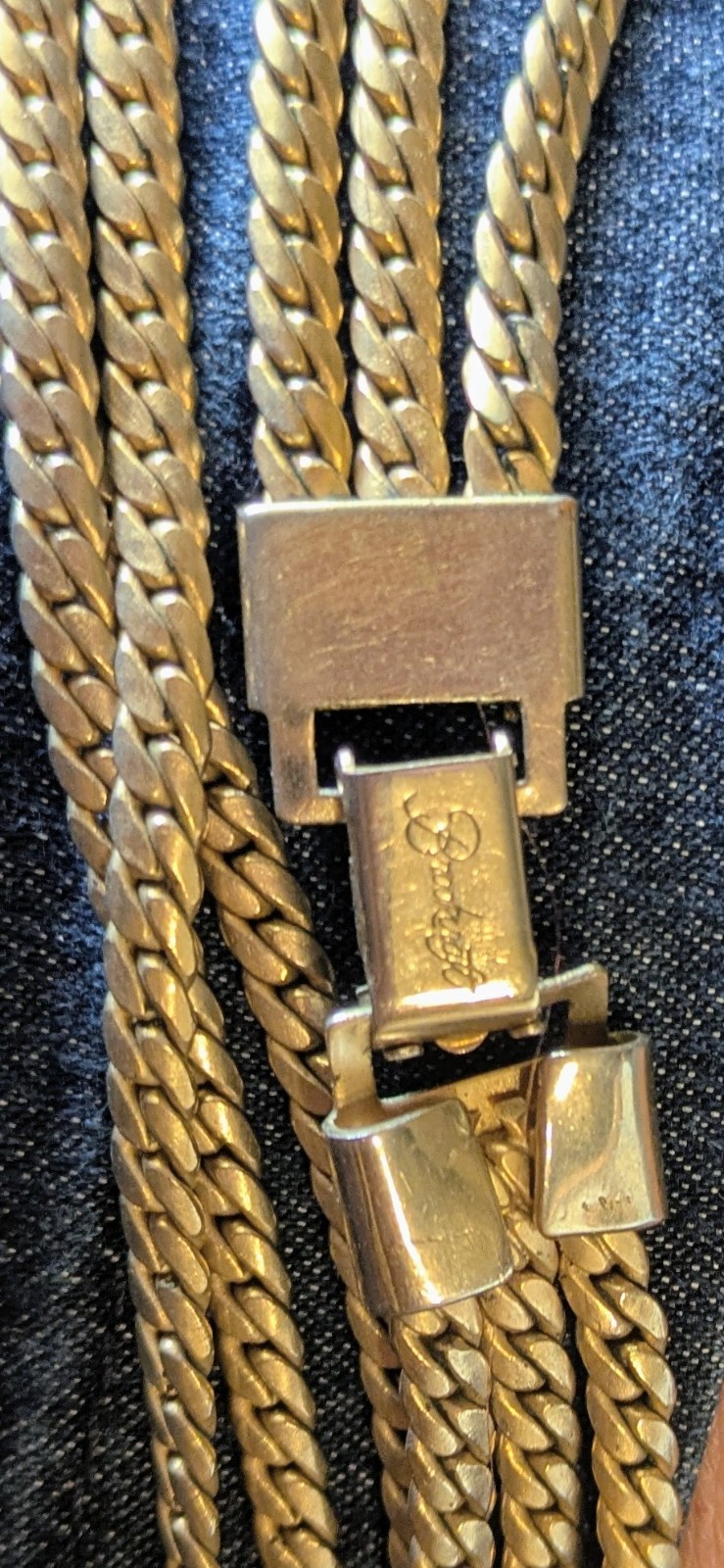 Brookcraft Gold Tone Multi-Strand Curb Link Chain Necklace Box 6″ Clasp