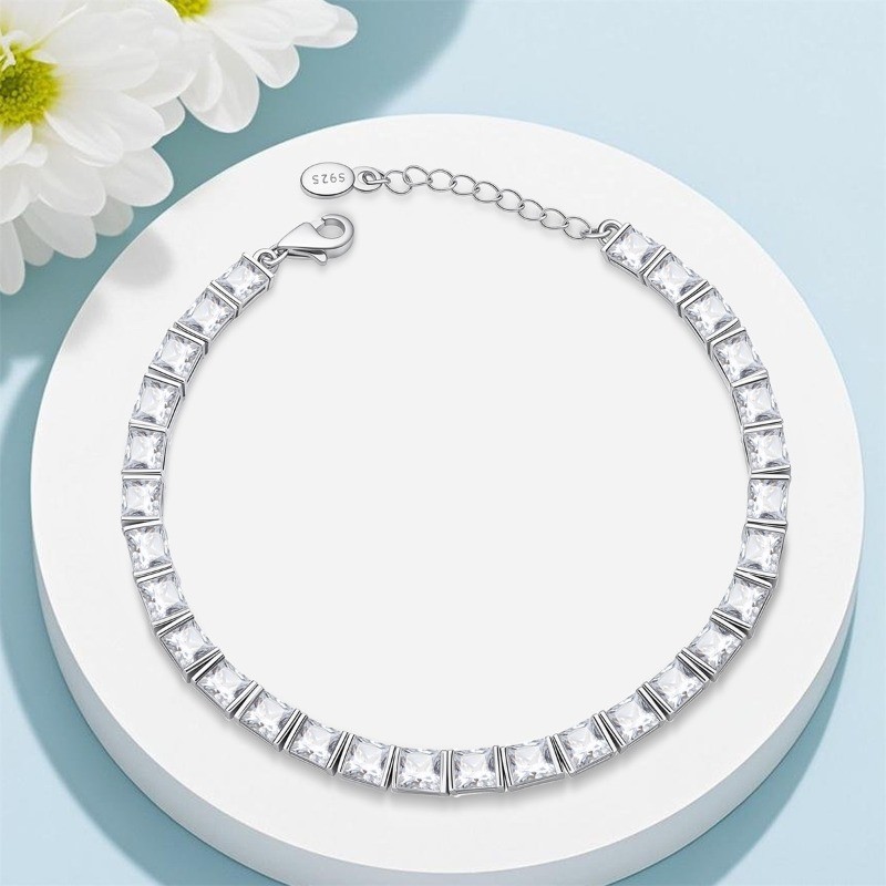 KUNSIR Tennis Bracelet for Women Sterling Silver Elegant Bracelet Jewelry Gifts