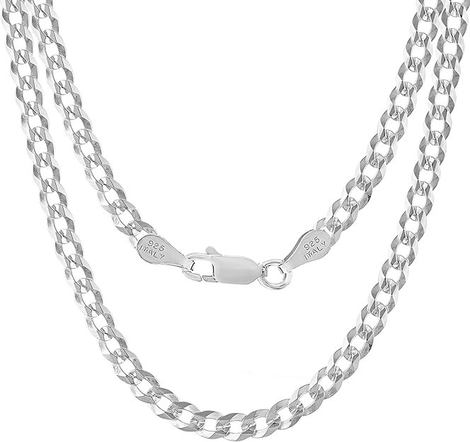 KISPER Mens 30in 925 Sterling Silver Chain Necklace 16G 5mm Width, Made in Italy