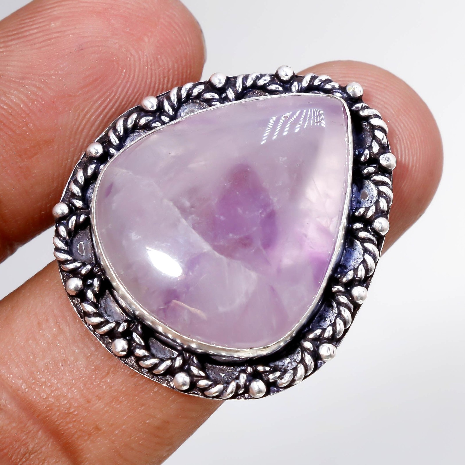 African Amethyst Gemstone Handmade Fashion Ethnic Gifted Jewelry Ring 9″ SR 7053
