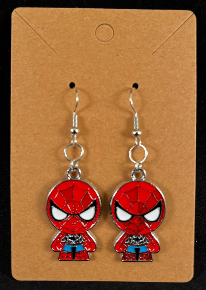 Marvel Superhero Inspired – Spider-Man – Earrings – Silver Hooks – Handmade