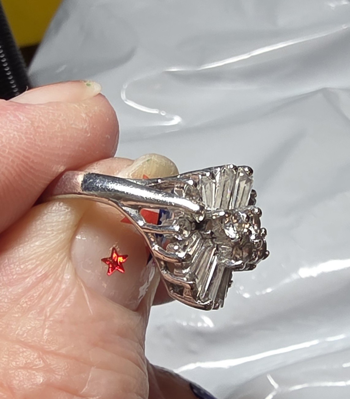 Sterling Silver CZ Cocktail Ring Size 6 3/4