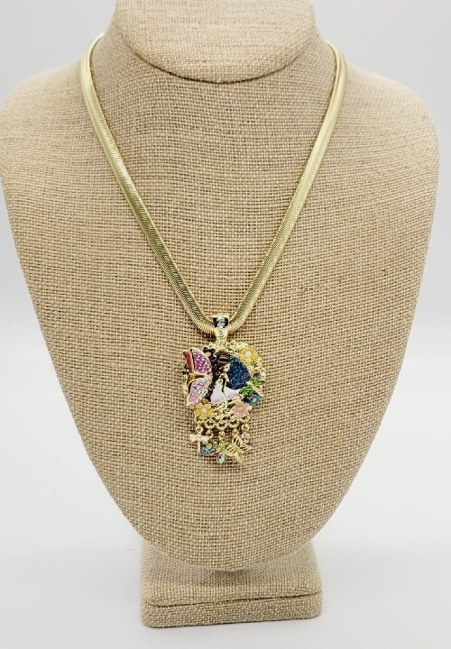 Kirks Folly Fairy Wishing Pool Foldover Magnetic Pendant Gold tone Necklace