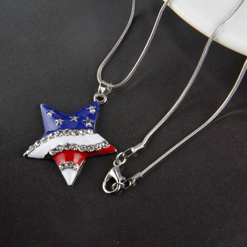 United States of American Flag Star Necklace, 4th of July, American, USA