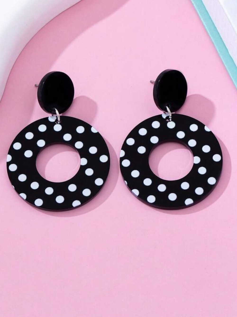 Black and White Polka Dot Hoop Earrings