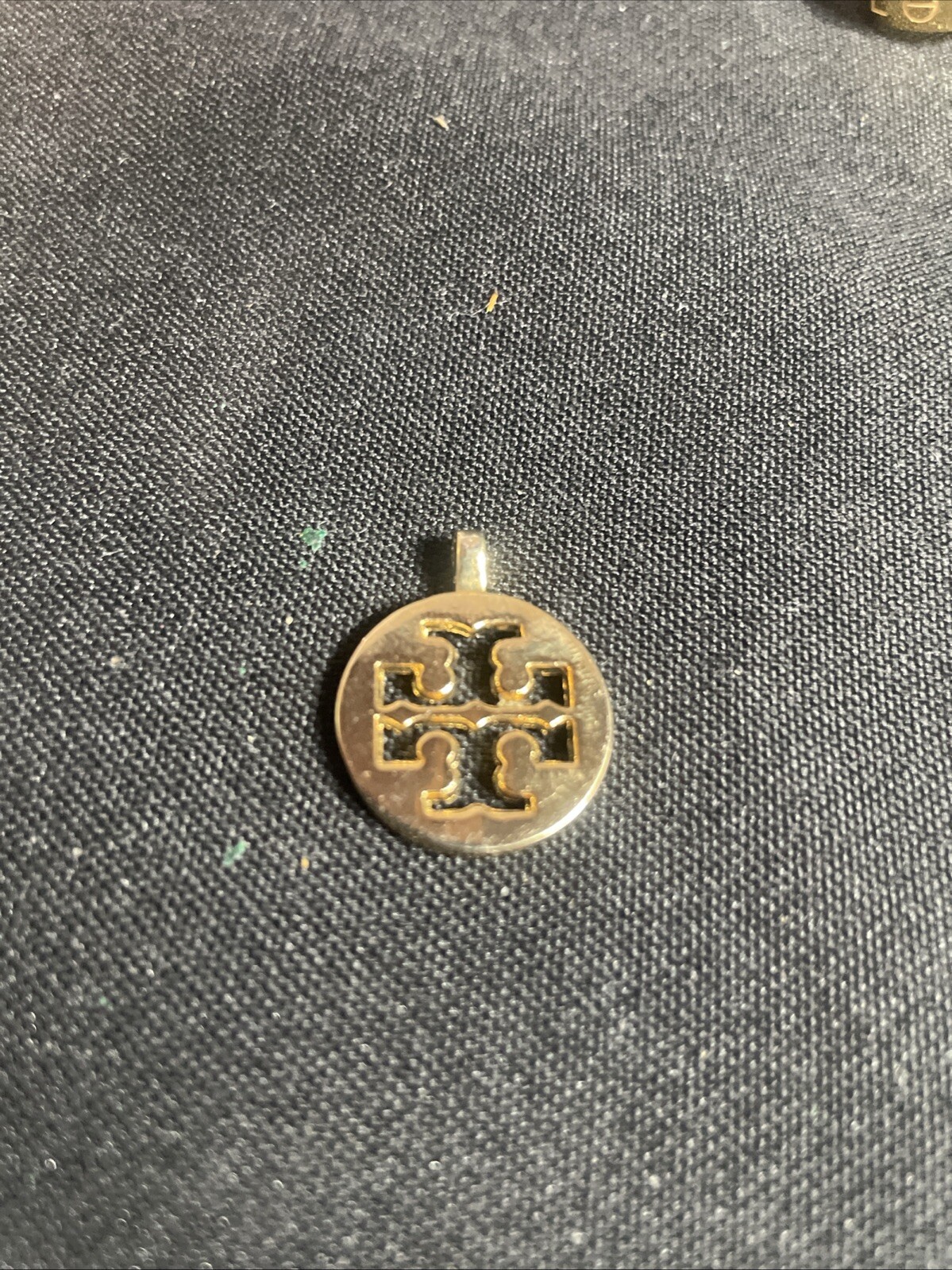 Tory Burch Gold Tone Pendant Logo ~.75” In Diameter & Dust Bag 11.5” X 15”