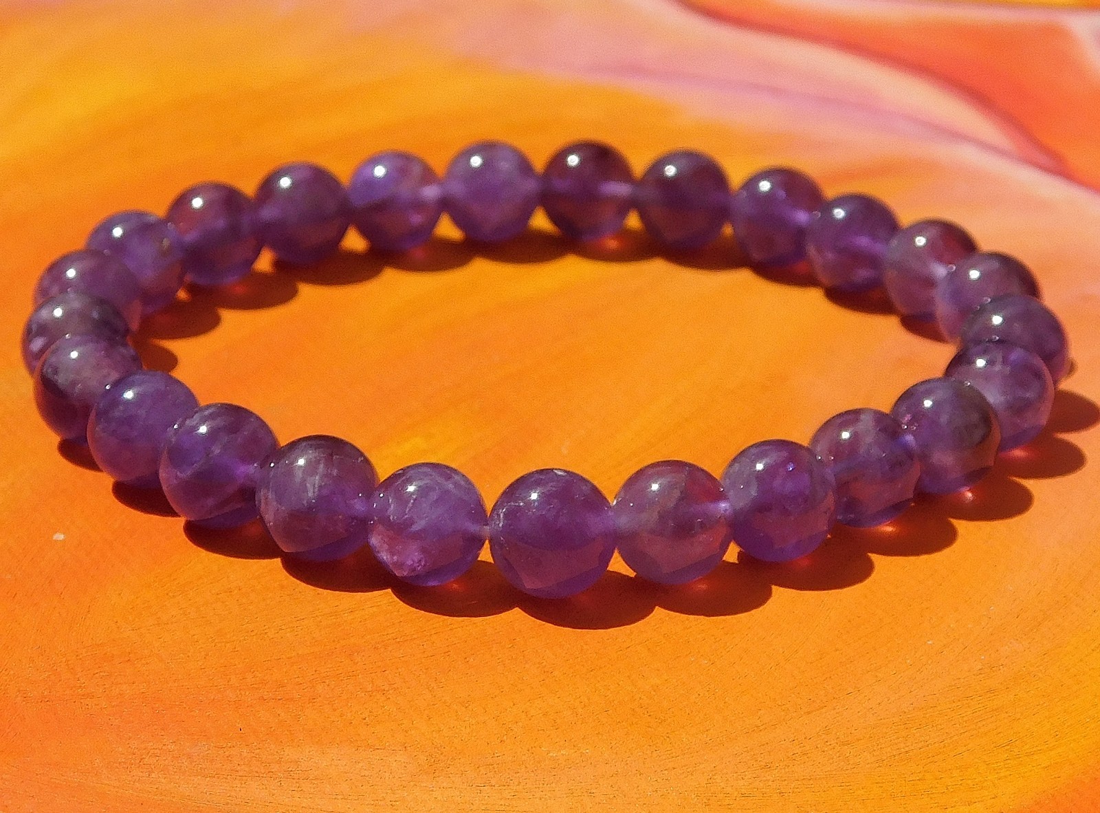 Mens / Ladies Handmade 8mm Gemstone Beaded Bracelet – Natural Amethyst Bracelet.