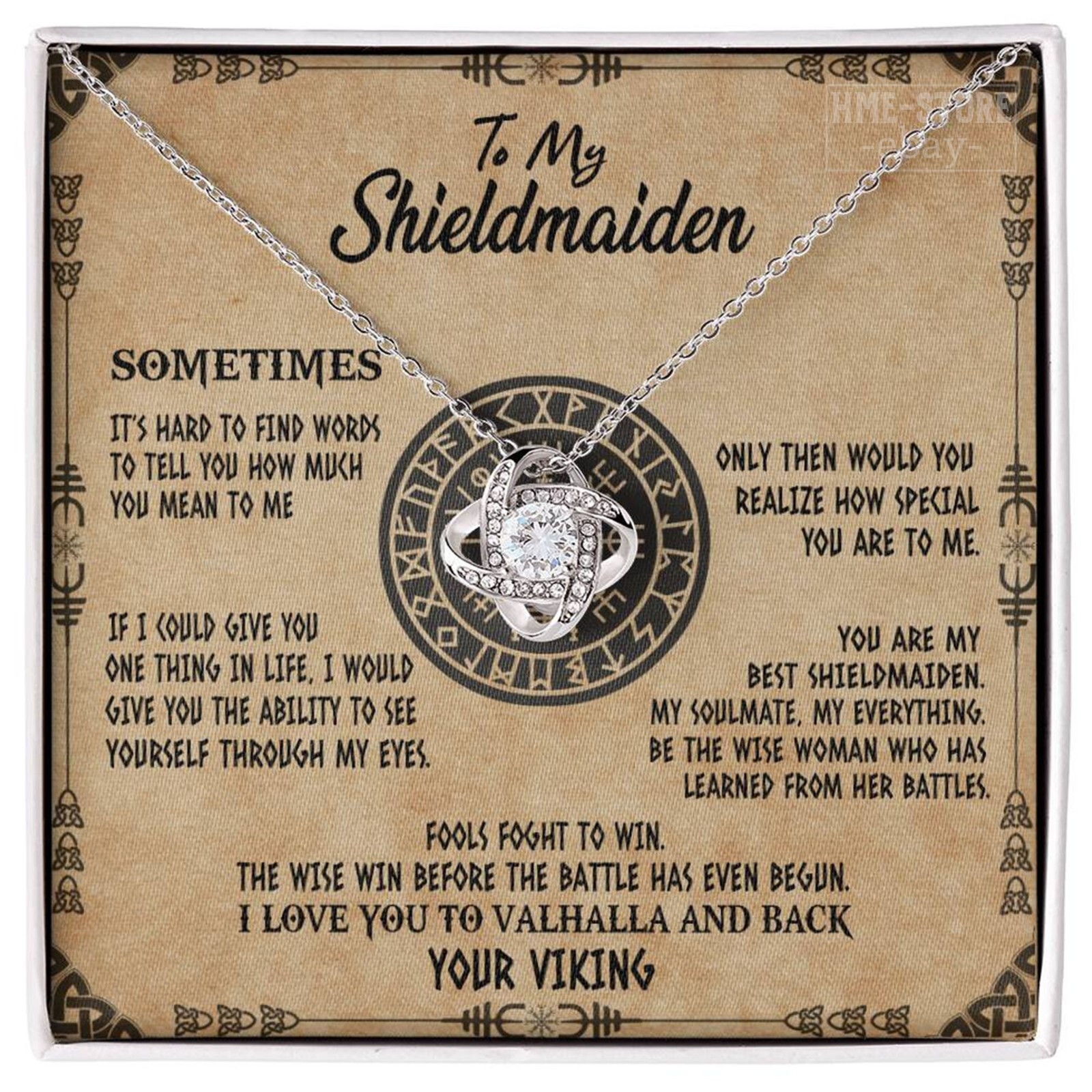 To My Shield-Maiden Necklace For Viking Wife Knot Pendant Jewelry Gifts For Her