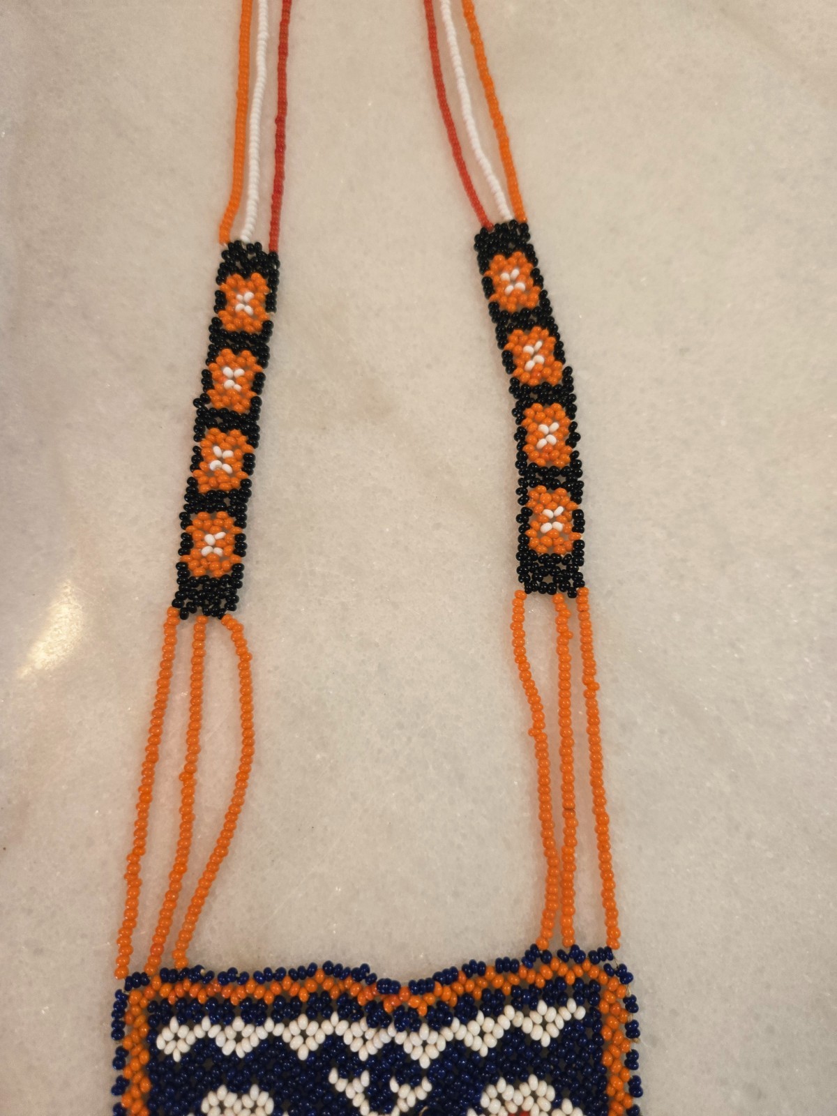Handmade Beaded Blue Deer Peyote Necklace